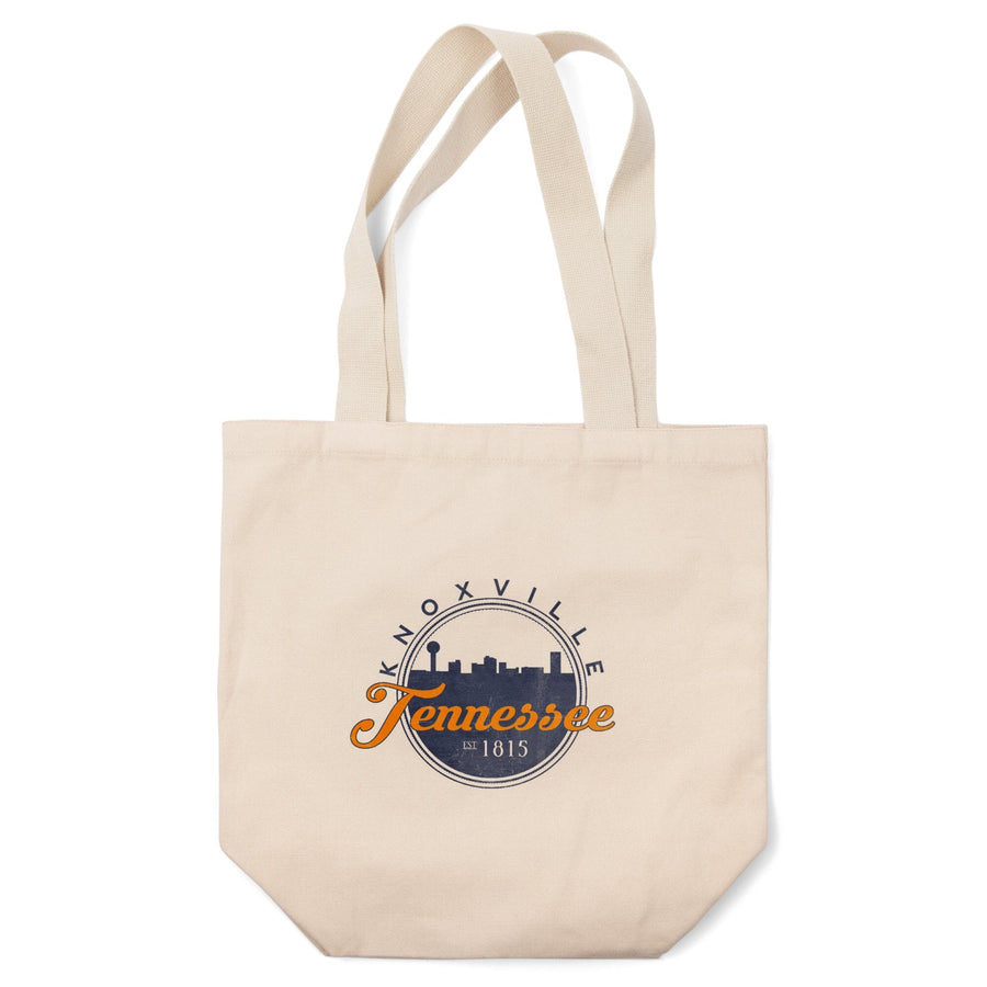 Knoxville, Tennessee, Skyline Badge, Orange and Blue,, Tote Bag Totes Lantern Press 