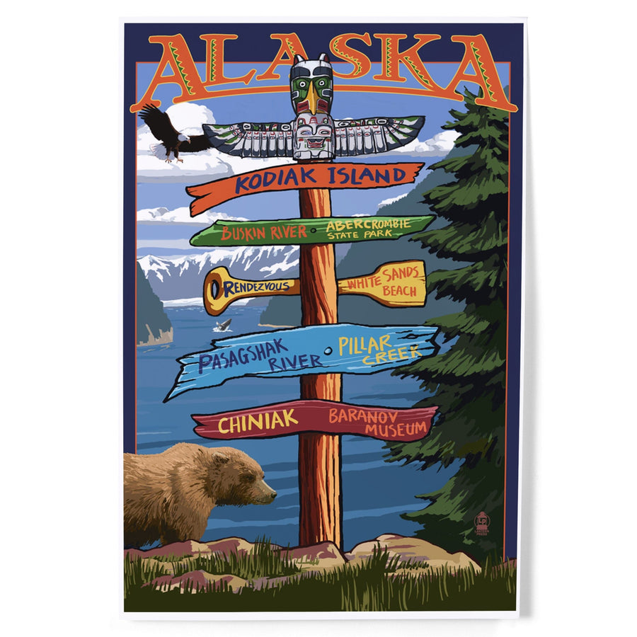 Kodiak Island, Alaska, Destinations Sign, Art & Giclee Prints Art Lantern Press 