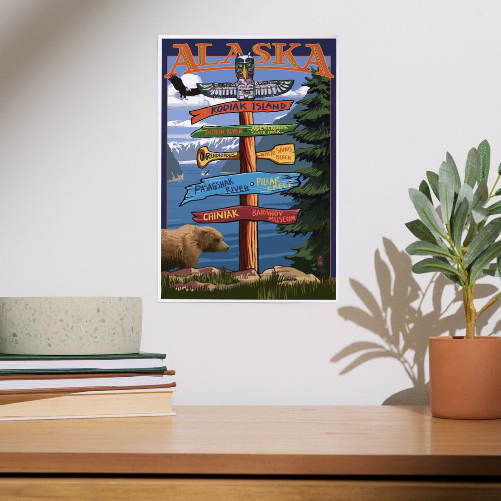 Kodiak Island, Alaska, Destinations Sign, Art & Giclee Prints Art Lantern Press 