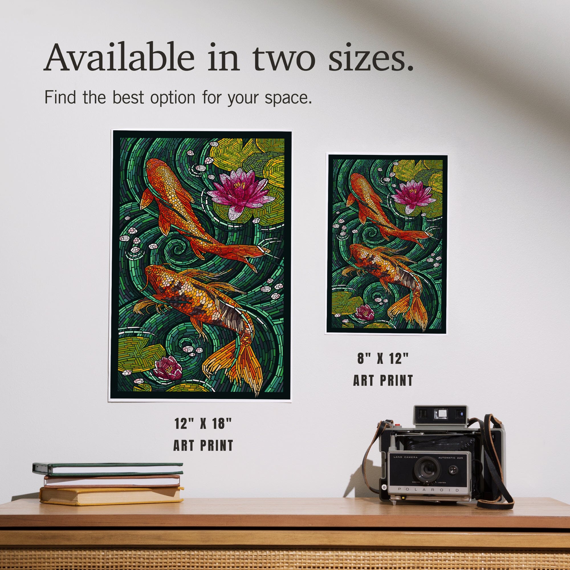 Koi, Paper Mosaic art prints, metal signs – Lantern Press