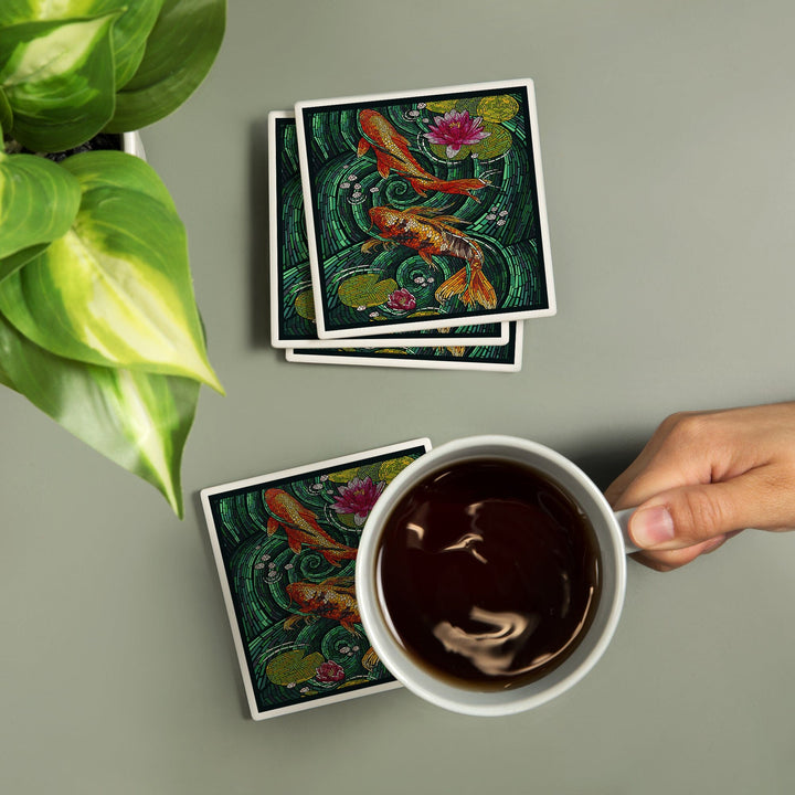 Koi, Paper Mosaic, Coasters Coasters Lantern Press 