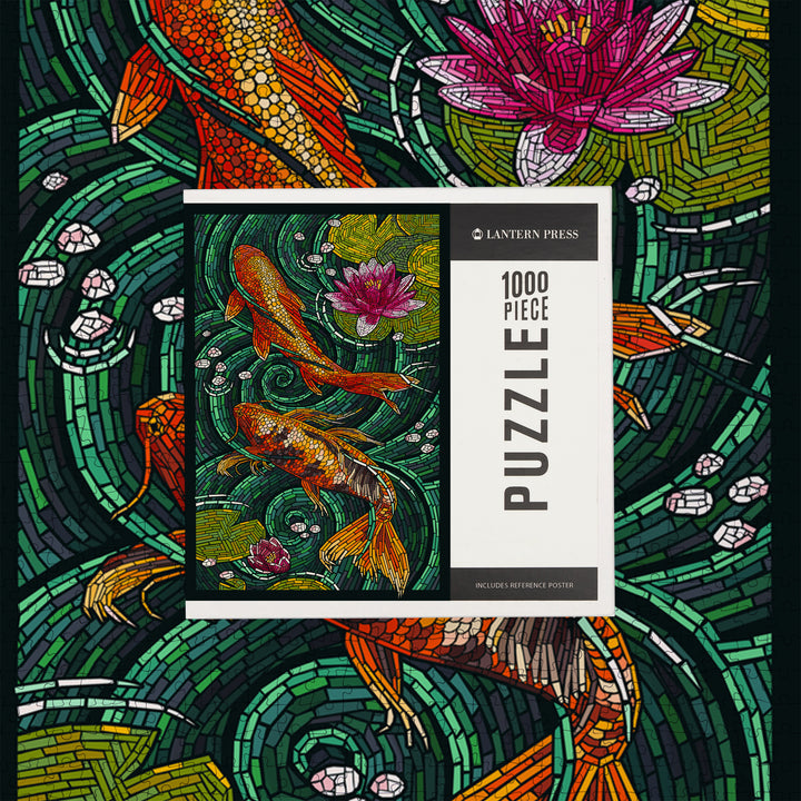 Koi, Paper Mosaic, Jigsaw Puzzle Puzzle Lantern Press 