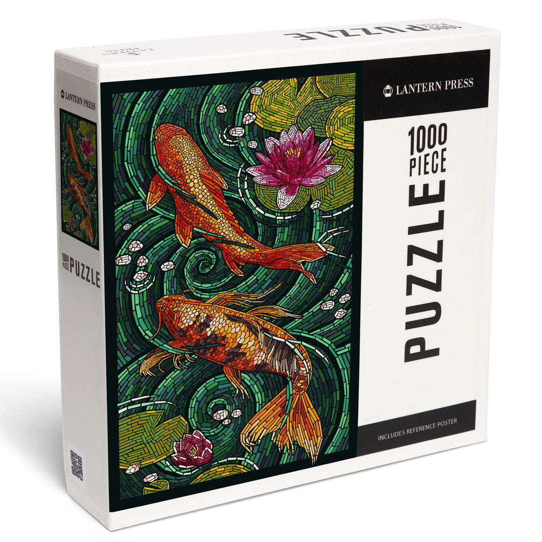 Koi, Paper Mosaic, Jigsaw Puzzle Puzzle Lantern Press 