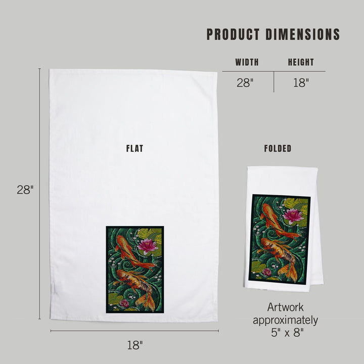 Koi, Paper Mosaic, Organic Cotton Kitchen Tea Towels Kitchen Lantern Press 