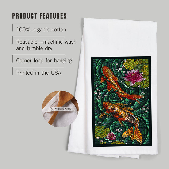 Koi, Paper Mosaic, Organic Cotton Kitchen Tea Towels Kitchen Lantern Press 