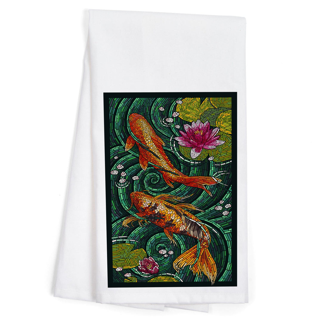 Koi, Paper Mosaic, Organic Cotton Kitchen Tea Towels Kitchen Lantern Press 