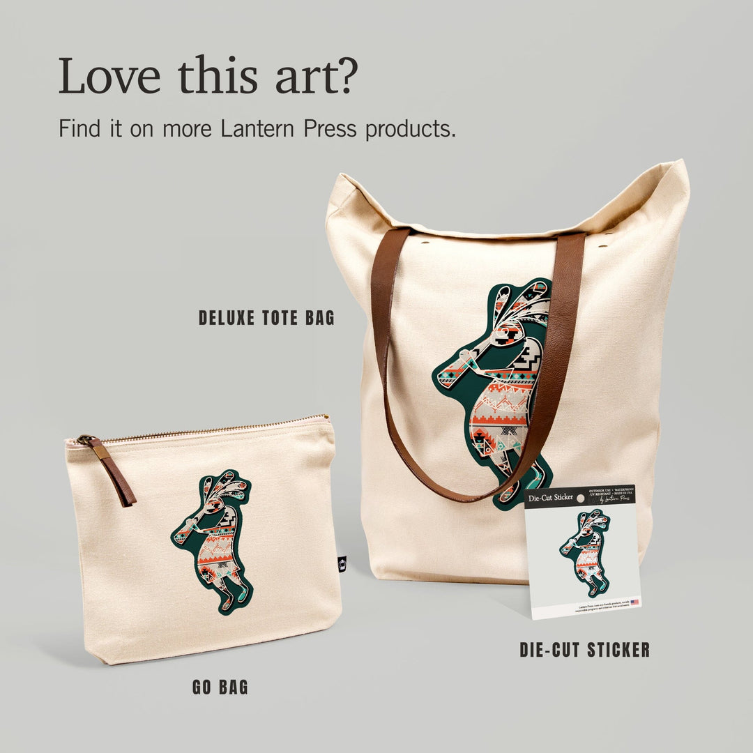 Kokopelli, Tribal Inspired Pattern, Contour, Vinyl Sticker - Lantern Press