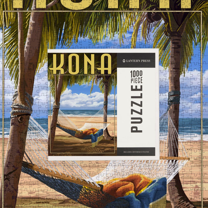 Kona, Hawaii, Hammock and Palms, Jigsaw Puzzle Puzzle Lantern Press 