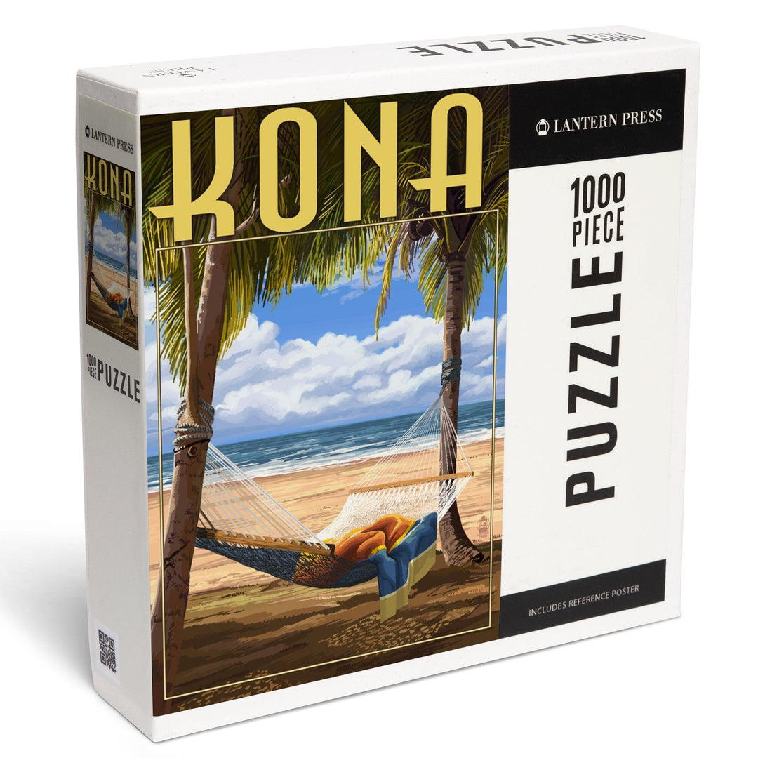 Kona, Hawaii, Hammock and Palms, Jigsaw Puzzle Puzzle Lantern Press 