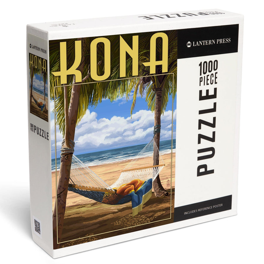 Kona, Hawaii, Hammock and Palms, Jigsaw Puzzle Puzzle Lantern Press 