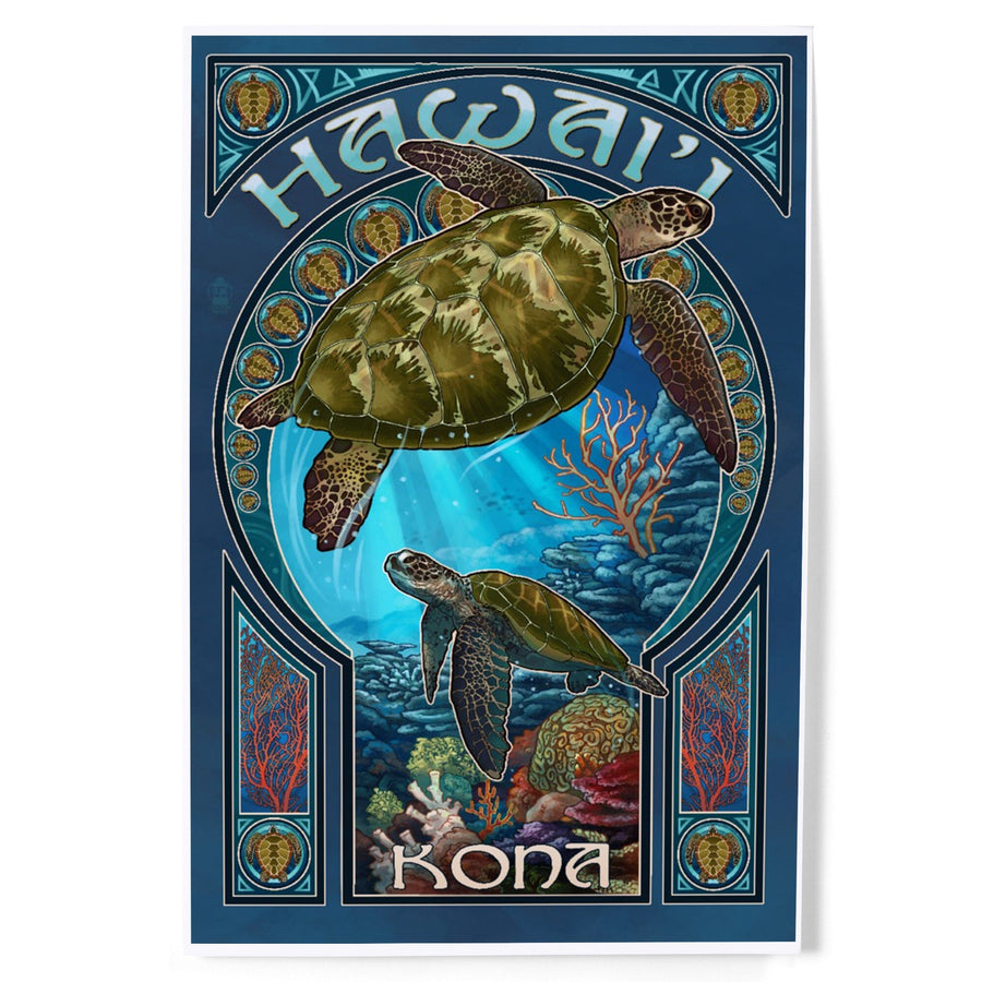 Kona, Hawaii, Sea Turtle Art Nouveau, Art & Giclee Prints Art Lantern Press 