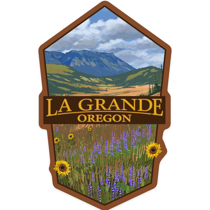 La Grande, Oregon, Mt. Emily, Contour, Vinyl Sticker Sticker Lantern Press 