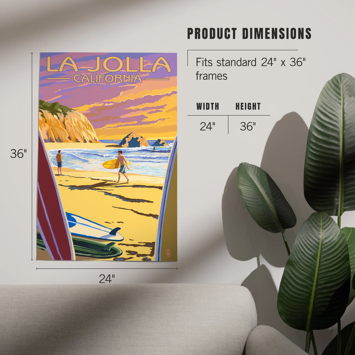 La Jolla, California, Beach and Surfers, Art & Giclee Prints Art Lantern Press 