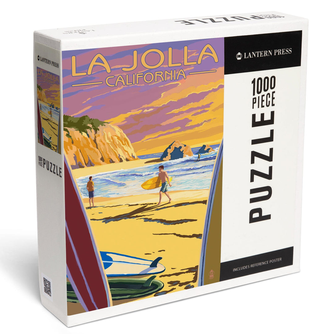 La Jolla, California, Beach and Surfers, Jigsaw Puzzle Puzzle Lantern Press 
