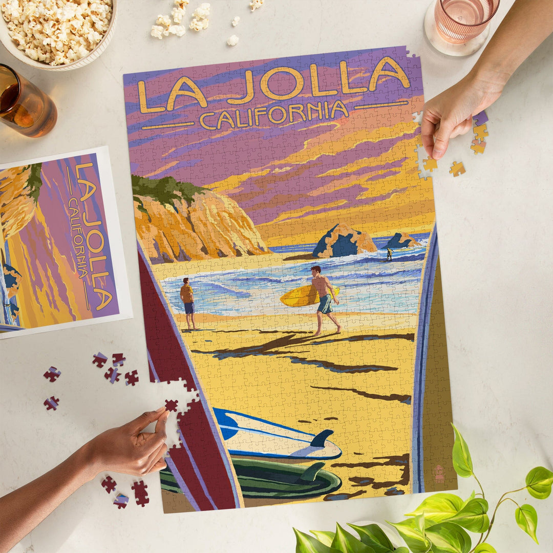 La Jolla, California, Beach and Surfers, Jigsaw Puzzle Puzzle Lantern Press 