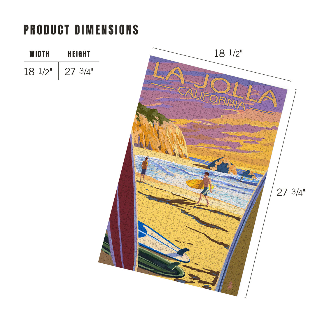 La Jolla, California, Beach and Surfers, Jigsaw Puzzle Puzzle Lantern Press 
