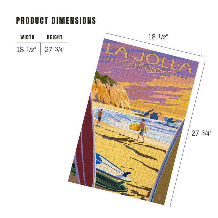 La Jolla, California, Beach and Surfers, Jigsaw Puzzle Puzzle Lantern Press 