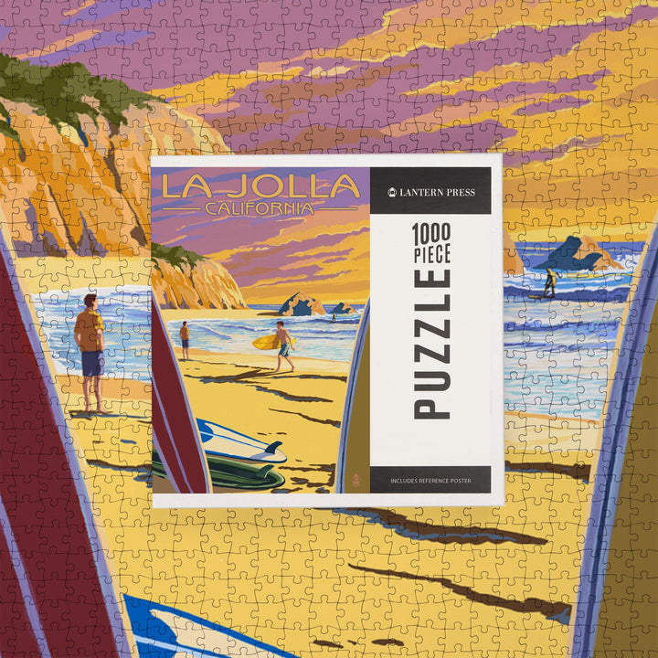 La Jolla, California, Beach and Surfers, Jigsaw Puzzle Puzzle Lantern Press 