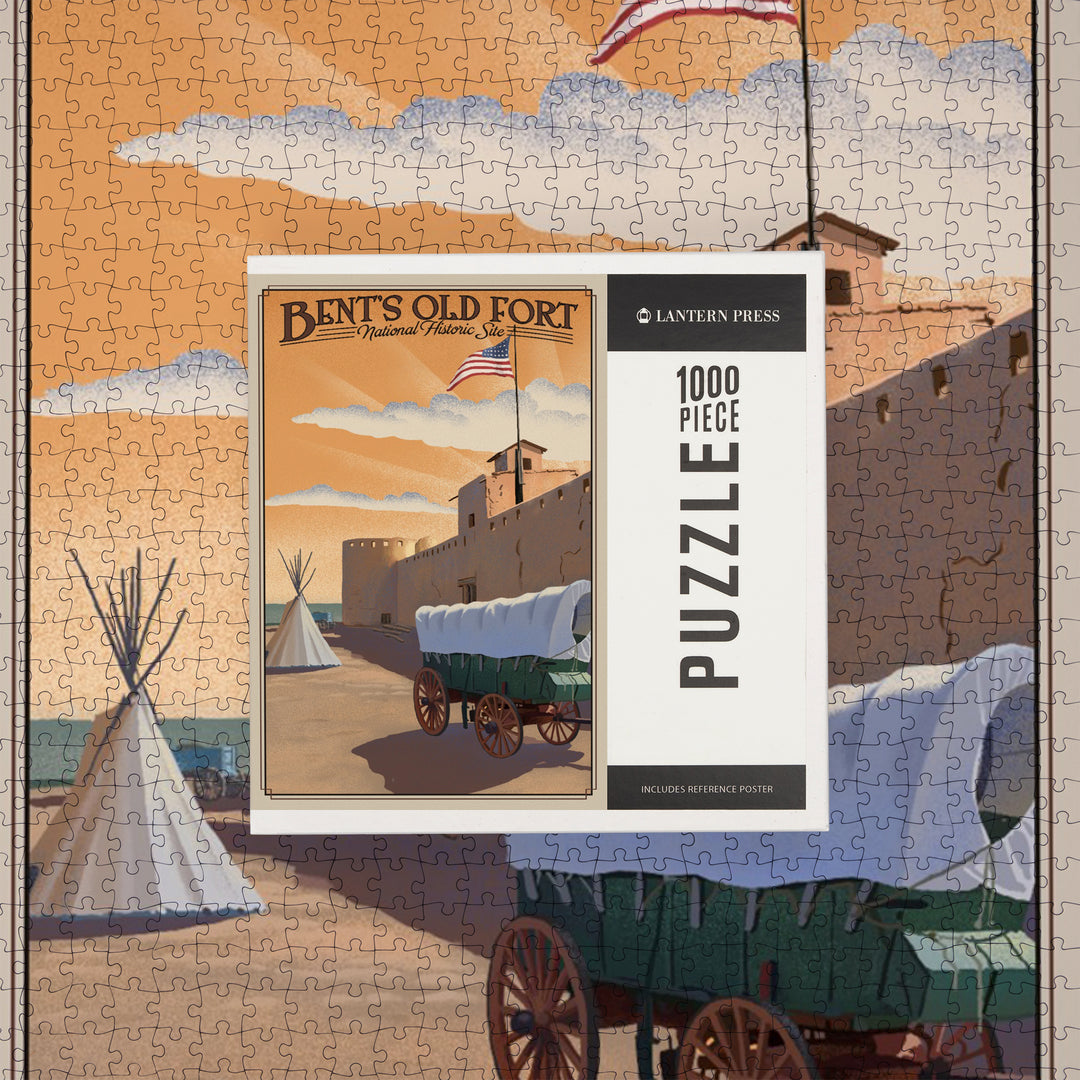 La Junta, Colorado, Bents Old Fort National Historic Site, Litho, Jigsaw Puzzle Puzzle Lantern Press 