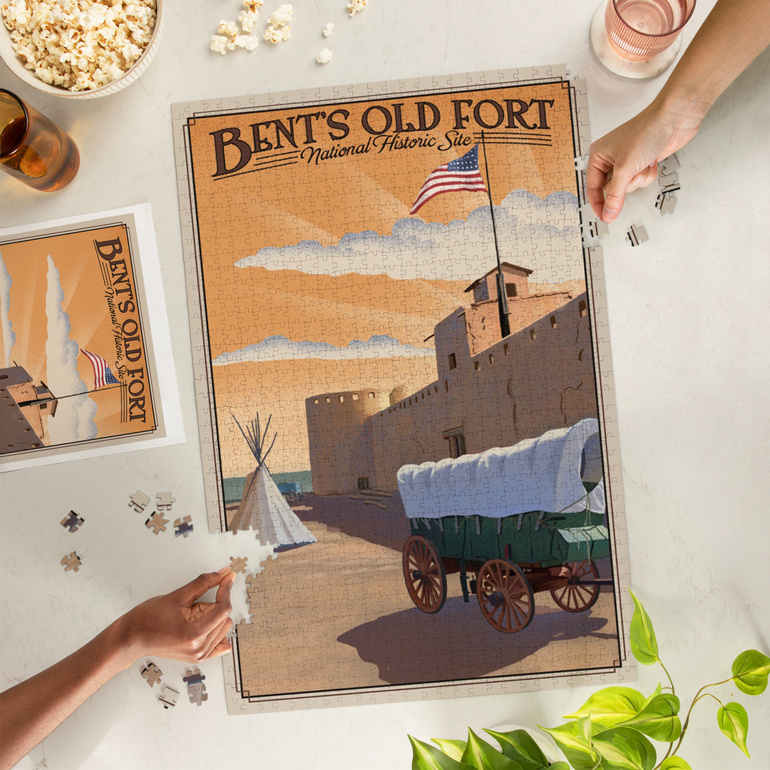 La Junta, Colorado, Bents Old Fort National Historic Site, Litho, Jigsaw Puzzle Puzzle Lantern Press 