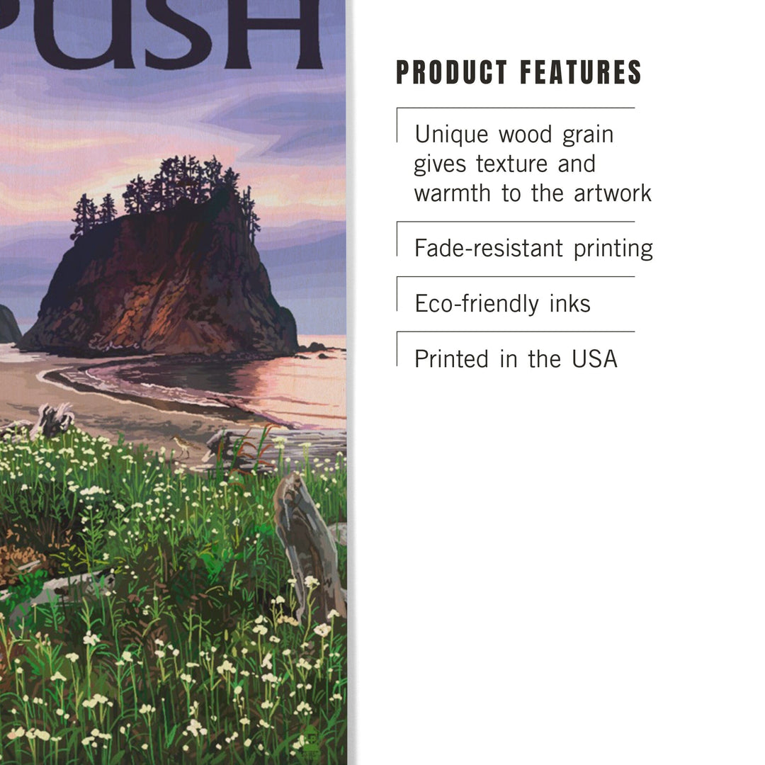 La Push, Washington, Coast, Lantern Press Artwork, Wood Signs and Postcards Wood Lantern Press 
