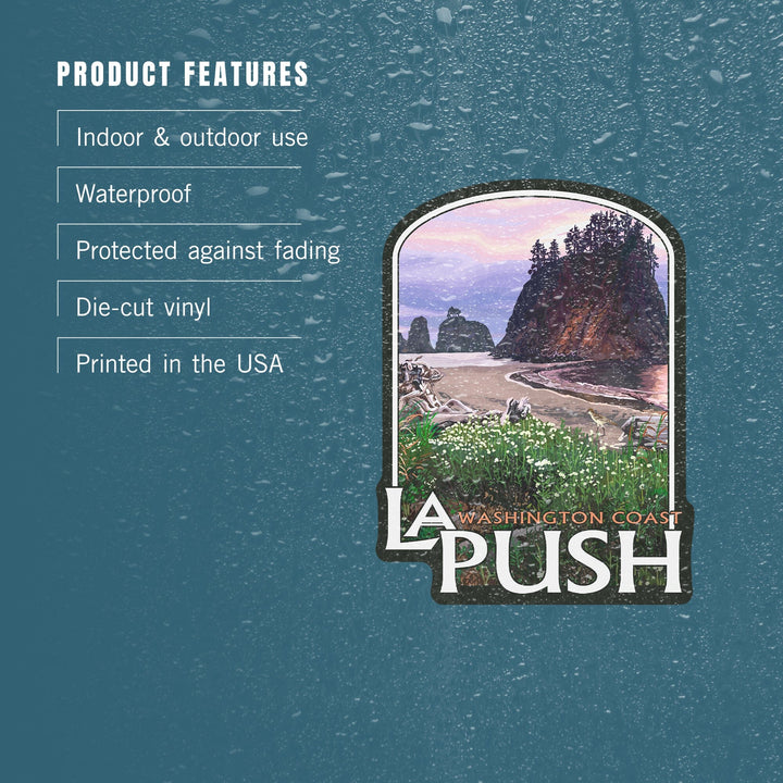 La Push, Washington, Washington Coast, Contour, Lantern Press Artwork, Vinyl Sticker Sticker Lantern Press 