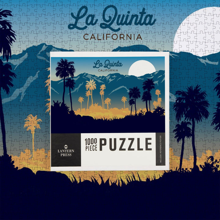 La Quinta, California, Go Explore, Hiker and Desert, Sunset, Jigsaw Puzzle Puzzle Lantern Press 