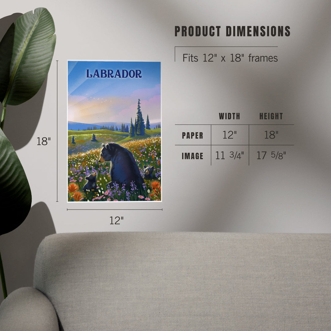 Labrador, Lithograph, Bear Family in Field, Art & Giclee Prints Art Lantern Press 