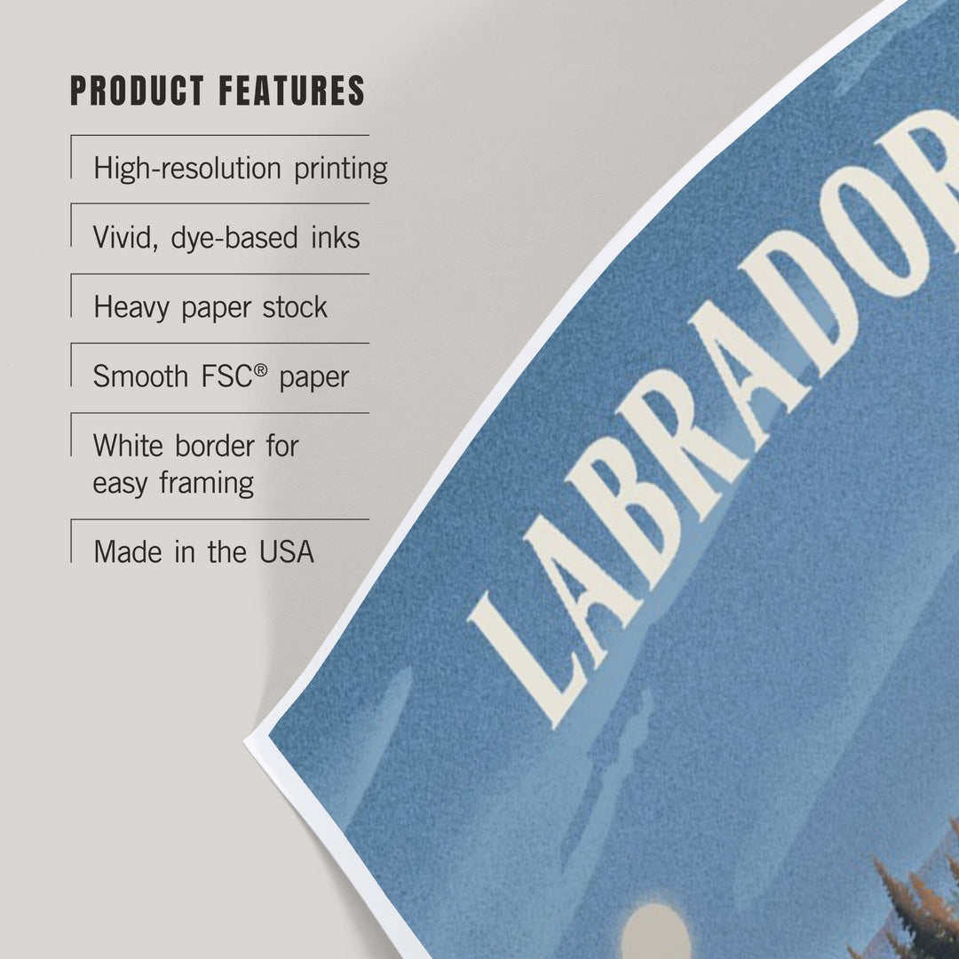 Labrador, Lithograph, Reflection Pond and Bull Moose, Art & Giclee Prints Art Lantern Press 