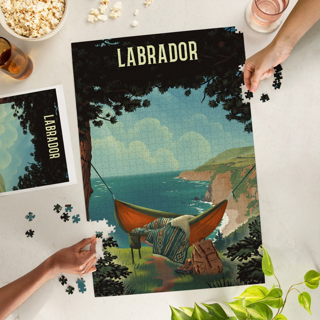Labrador, Today's Office, Coastal Series, Hammock on Beach, Jigsaw Puzzle Puzzle Lantern Press 