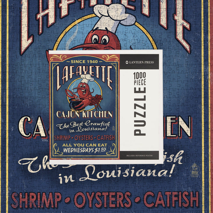 Lafayette, Louisiana, Cajun Kitchen Vintage Sign, Jigsaw Puzzle Puzzle Lantern Press 