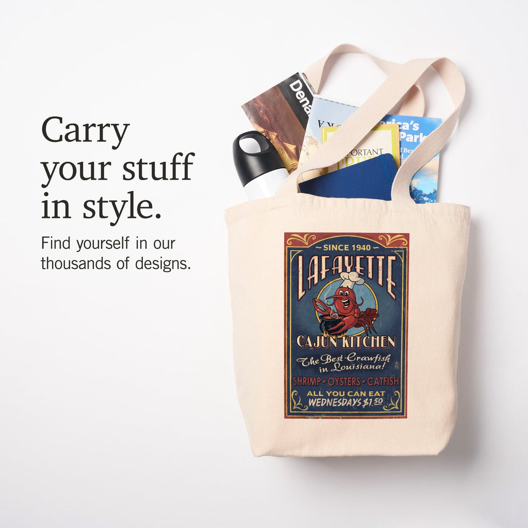 Lafayette, Louisiana, Cajun Kitchen Vintage Sign, Tote Bag Totes Lantern Press 