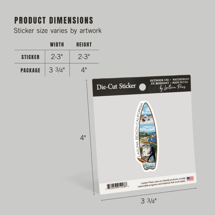 Laguna Beach, California, Montage Scenes, Contour, Vinyl Sticker - Lantern Press