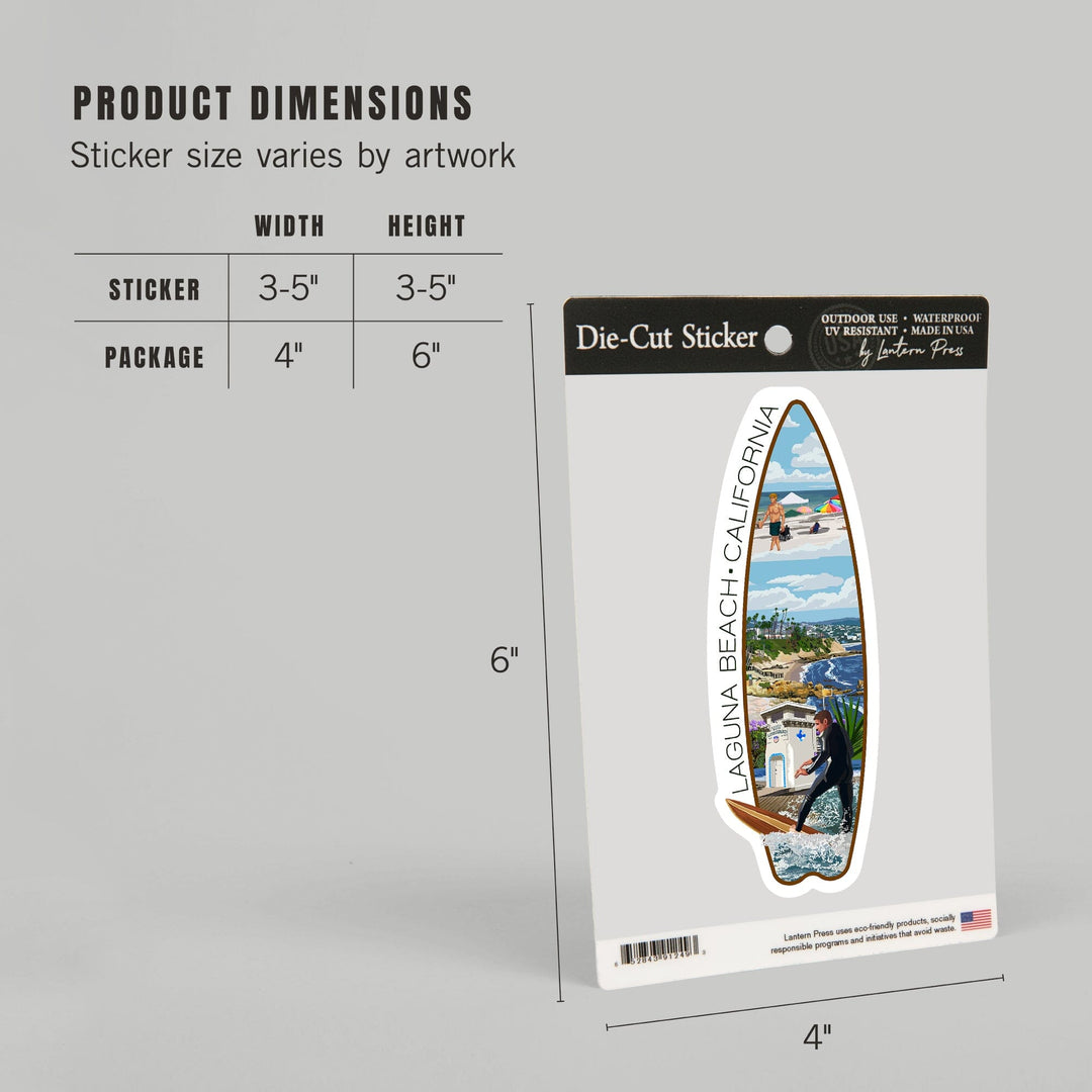 Laguna Beach, California, Montage Scenes, Contour, Vinyl Sticker - Lantern Press