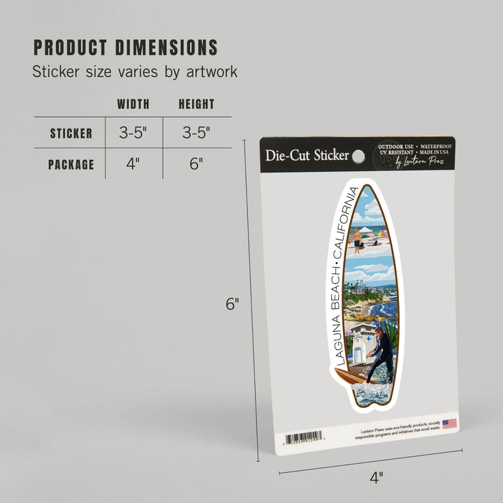 Laguna Beach, California, Montage Scenes, Contour, Vinyl Sticker - Lantern Press