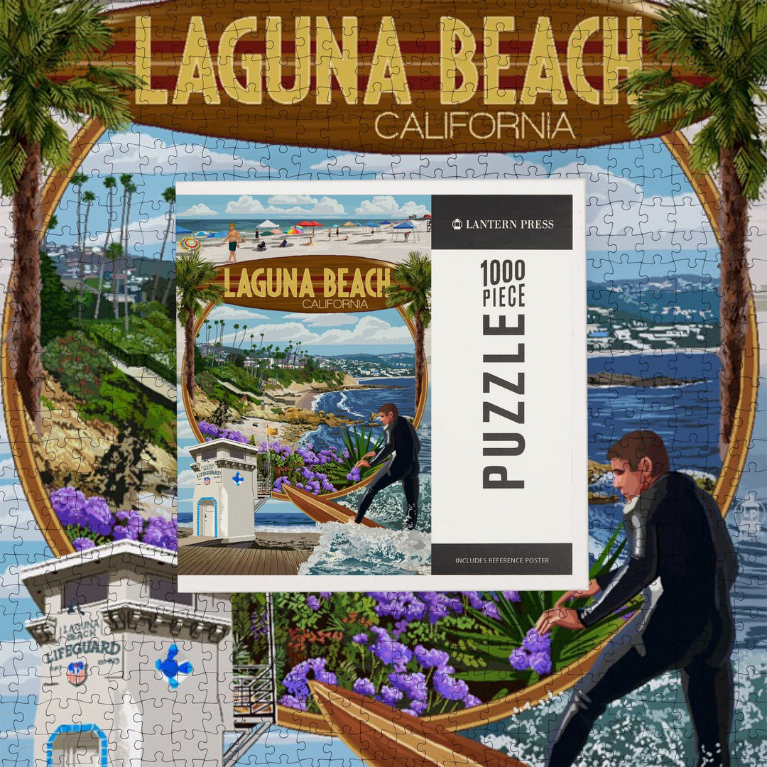 Laguna Beach, California, Montage Scenes, Jigsaw Puzzle Puzzle Lantern Press 