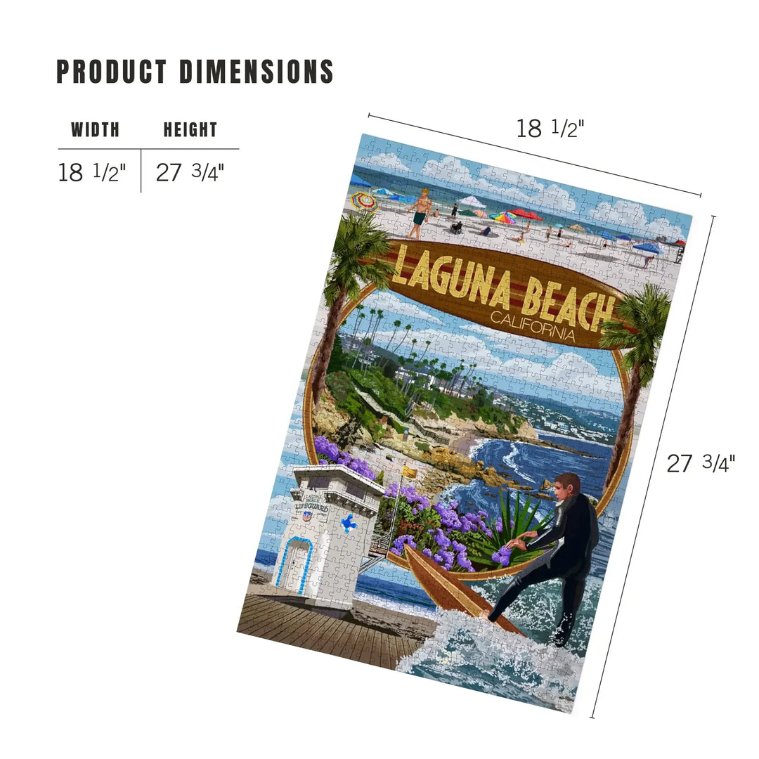 Laguna Beach, California, Montage Scenes, Jigsaw Puzzle Puzzle Lantern Press 
