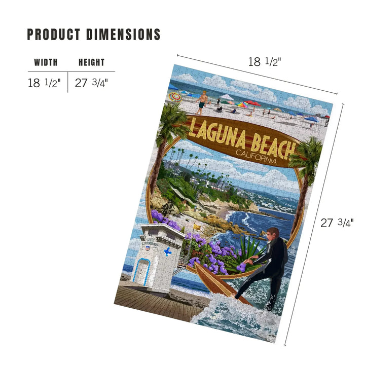 Laguna Beach, California, Montage Scenes, Jigsaw Puzzle Puzzle Lantern Press 