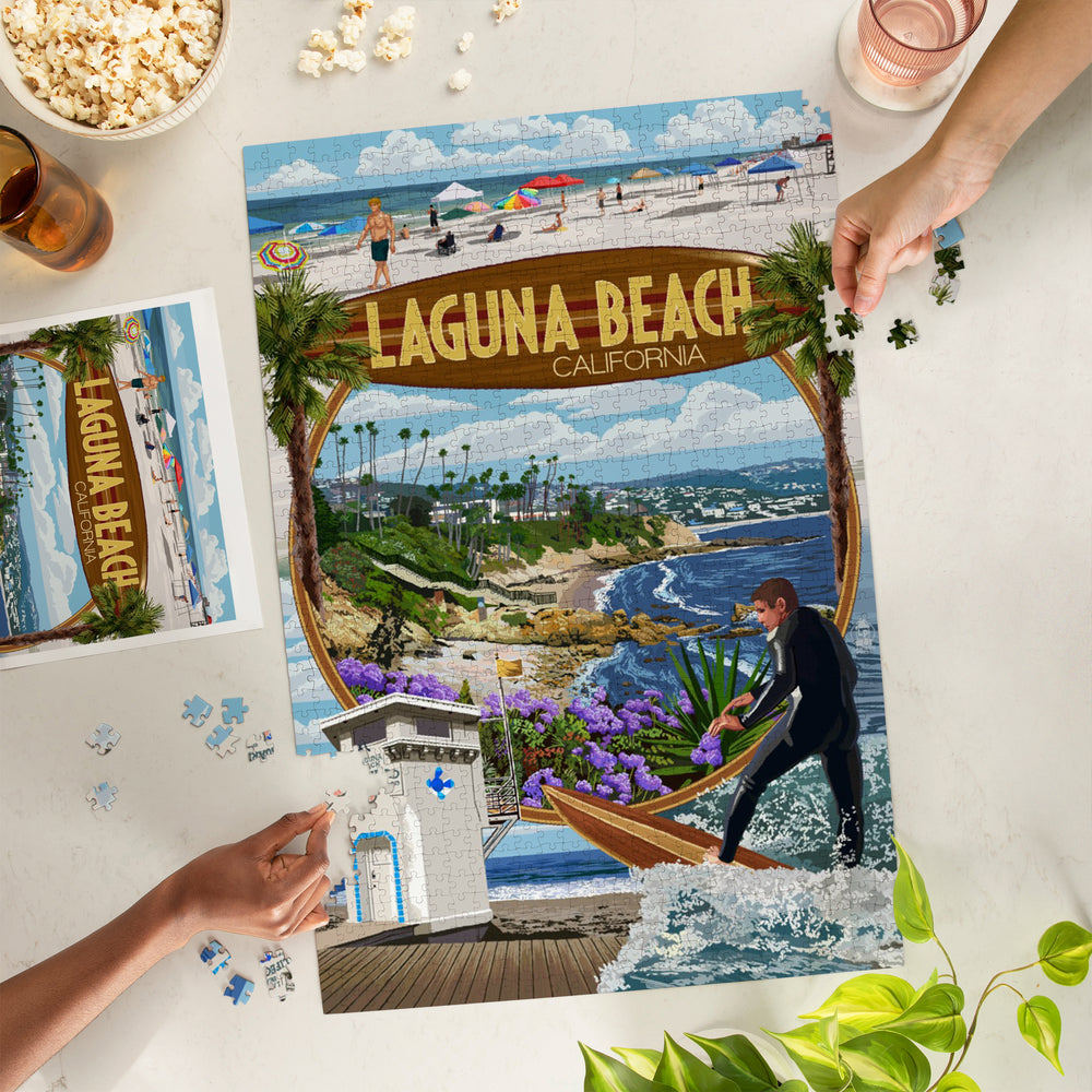 Laguna Beach, California, Montage Scenes, Jigsaw Puzzle Puzzle Lantern Press 