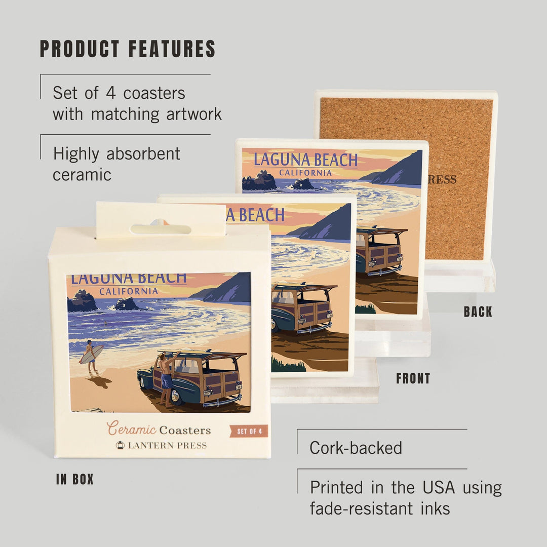 Laguna Beach, California, Woody on Beach, Coasters Coasters Lantern Press 