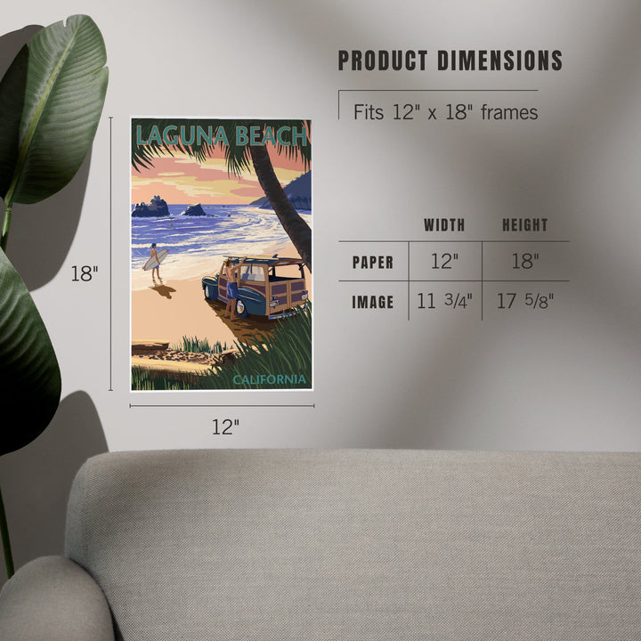 Laguna Beach, California, Woody on the Beach with Palm, Art & Giclee Prints Art Lantern Press 