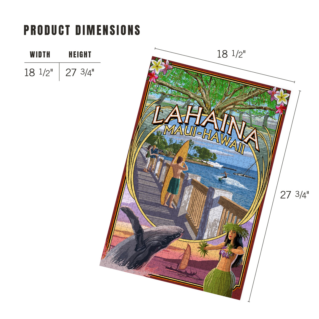 Lahaina, Maui, Hawaii, Town Scenes Montage, Jigsaw Puzzle Puzzle Lantern Press 