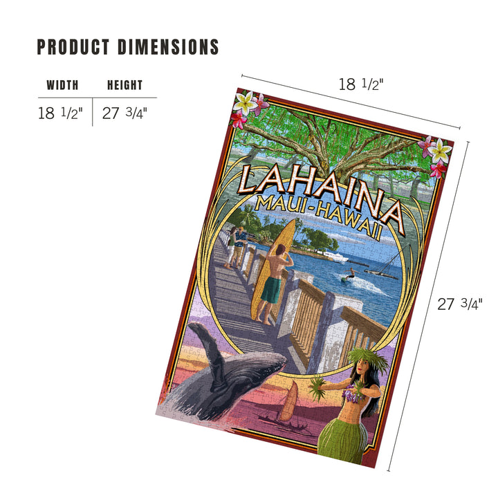 Lahaina, Maui, Hawaii, Town Scenes Montage, Jigsaw Puzzle Puzzle Lantern Press 