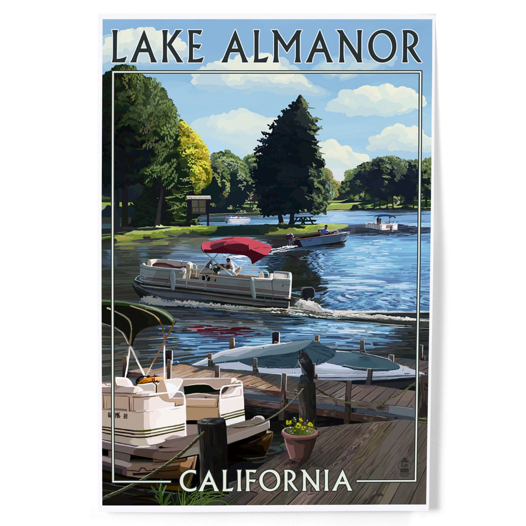 Lake Almanor, California, Pontoon Boats, Art & Giclee Prints Art Lantern Press 