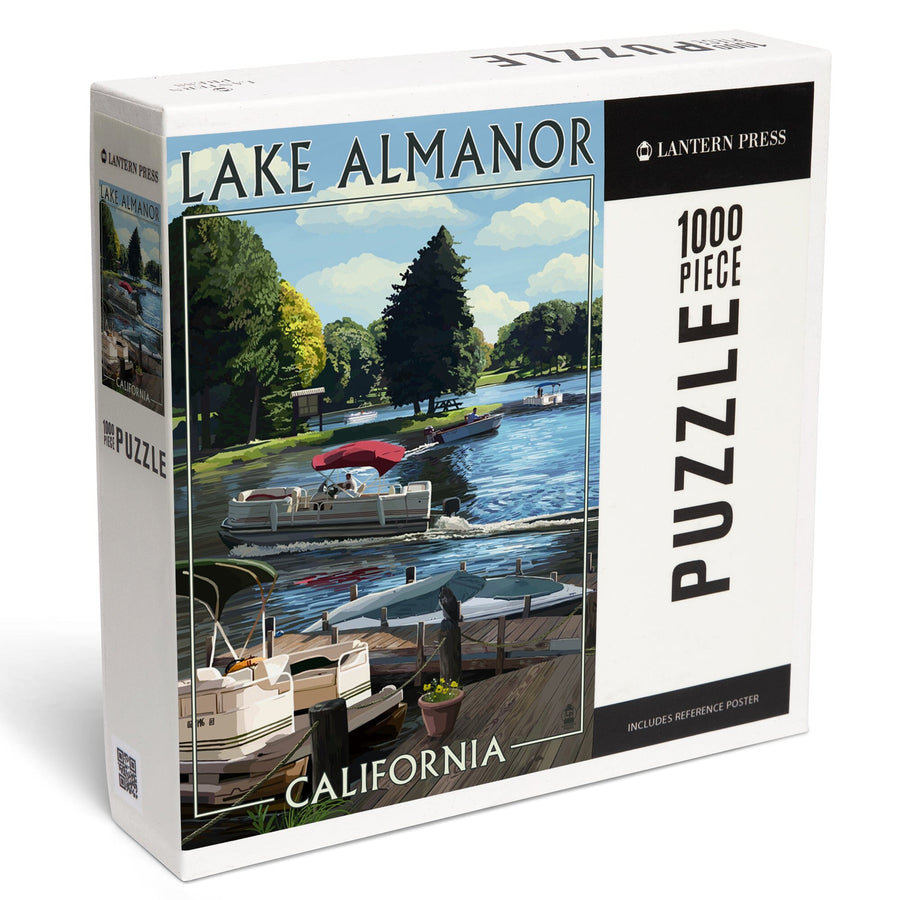 Lake Almanor, California, Pontoon Boats, Jigsaw Puzzle Puzzle Lantern Press 