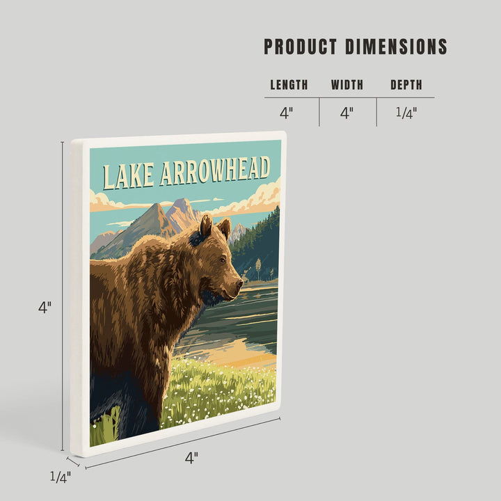 Lake Arrowhead, California, Bear, Painterly, Coasters Coasters Lantern Press 