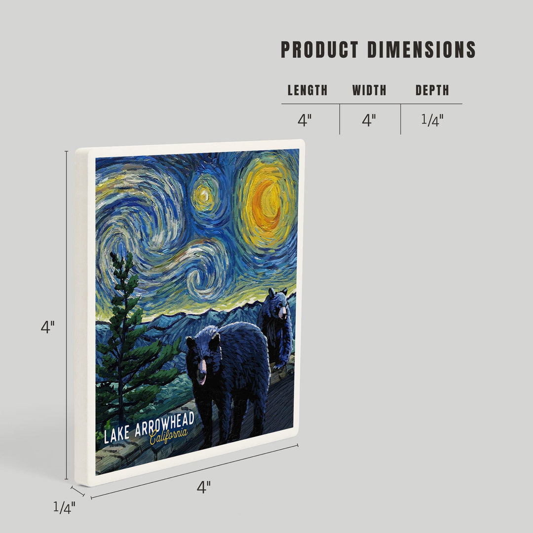 Lake Arrowhead, California, Black Bears, Starry Night, Coasters Coasters Lantern Press 