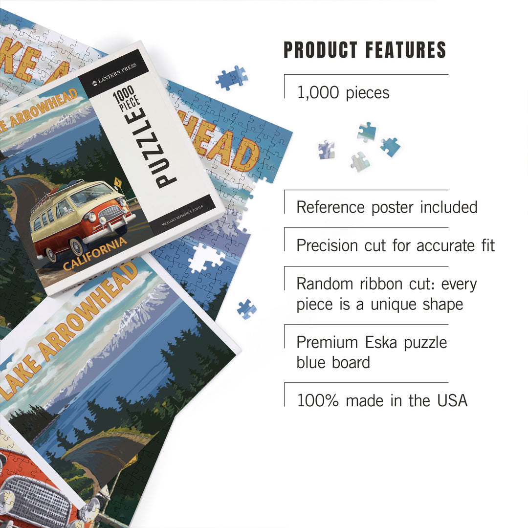 Lake Arrowhead, California, Camper Van, Jigsaw Puzzle Puzzle Lantern Press 