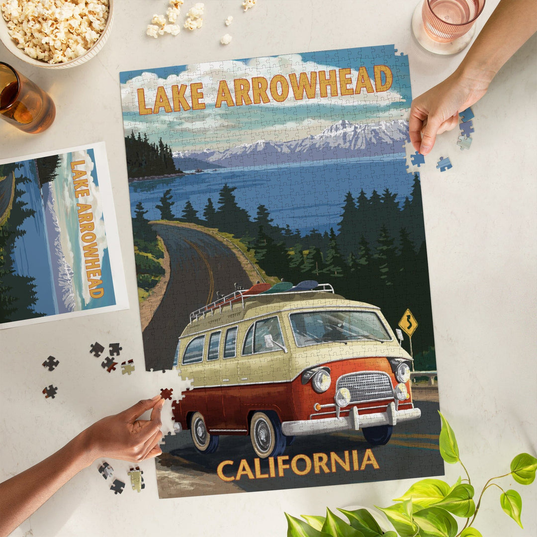 Lake Arrowhead, California, Camper Van, Jigsaw Puzzle Puzzle Lantern Press 