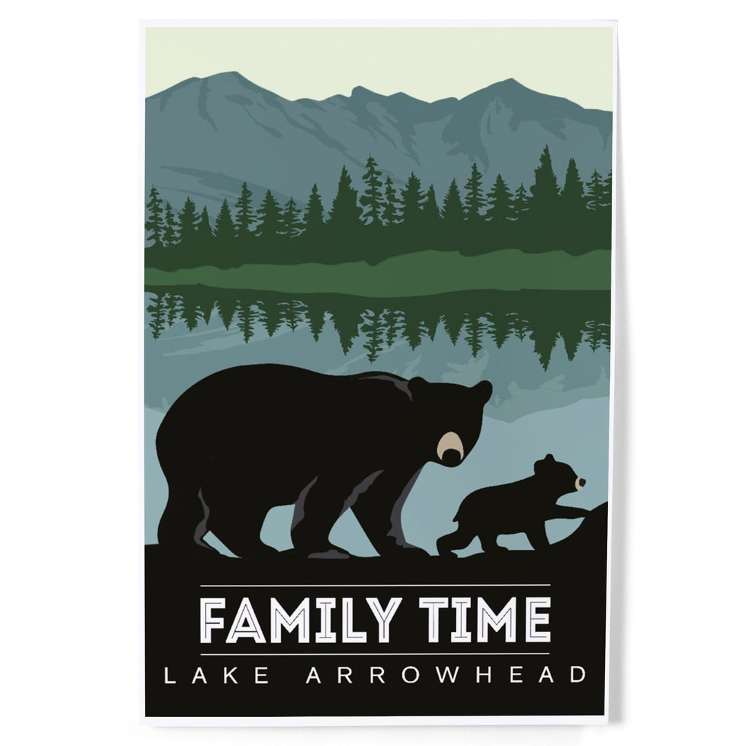 Lake Arrowhead, California, Family Time, Black Bear and Cub, Art & Giclee Prints Art Lantern Press 